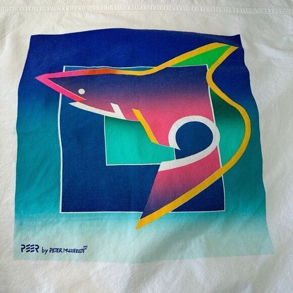 VTG PEER by Peter Mussfeldt White Cabo San Lucas Shark Button Down Shirt, XL - Picture 6 of 12